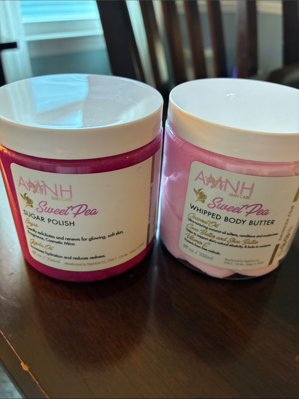AMINH Sweet Pea Sugar Polish & Whipped Body Butter - Pink